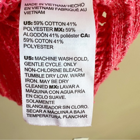 CHICO’S coral open knit sweater size XL with side slits perfect for spring EUC - Picture 4 of 7